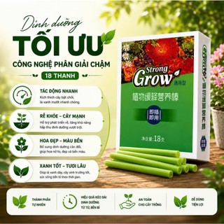 Thanh Dinh Dưỡng Tan Chậm StrongGrow (Hộp 18 Que) Giải Phóng Dinh Dưỡng Kích Rễ Ra Hoa Cho Cây Trồng