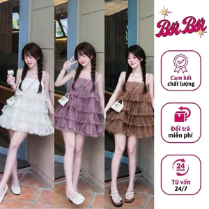 Váy Lưới 3 Tầng Màu Ombre Dáng Baby Cup Ngực/Hai Dây Sexy Cho Nữ