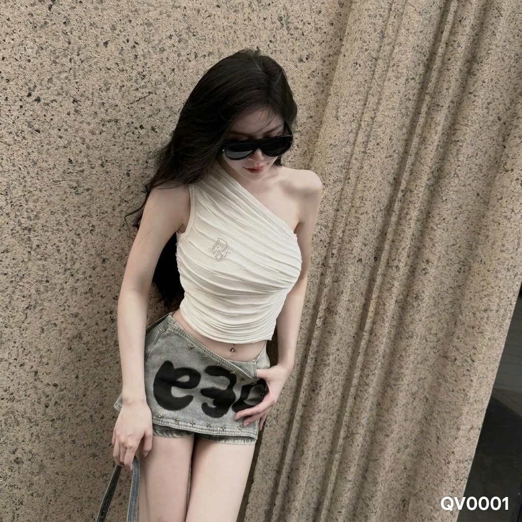 Quần váy ngắn jean denim bò chữ A ôm khóa sườn chữ HiNa QCCC QCL1 QV0001 #7109