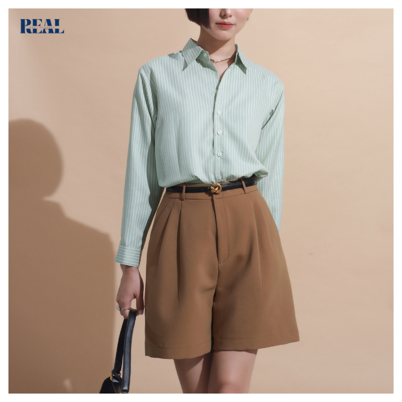 Sơ mi oversized form rộng REAL CLOTHES (tổng hợp màu), vải Kate lụa thoáng mát ít nhăn