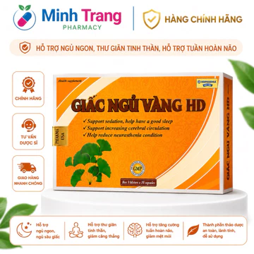Giấc Ngủ Vàng HD Hộp 30 Viên Hỗ Trợ An Thần Ngủ Ngon Hỗ Trợ Tăng Tuần Hoàn Máu Não