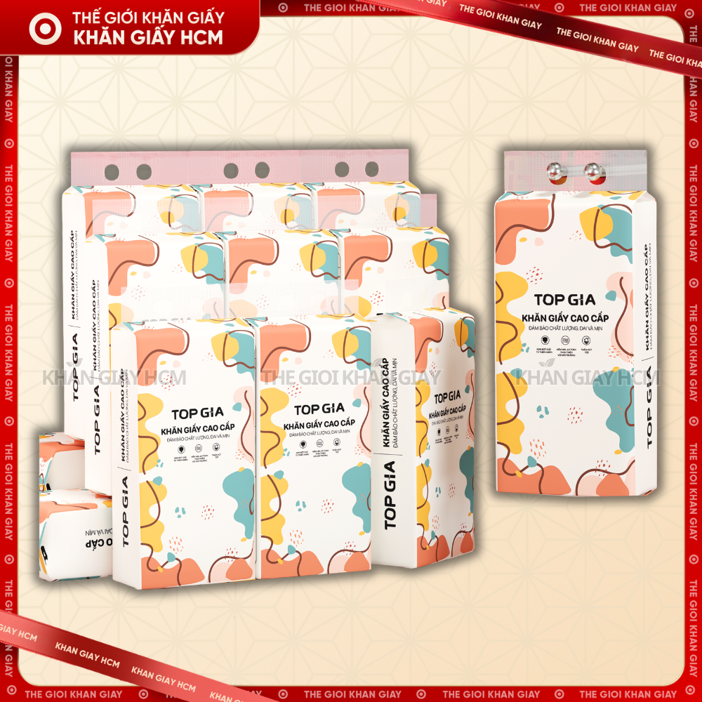 [SIÊU TO - KHỔNG LỒ] Combo 6 Bich - Khăn Giấy Top Gia Đa Sắc 1280 Tờ 4 Lớp Rút Đáy Dày Dai Tiện Lợi