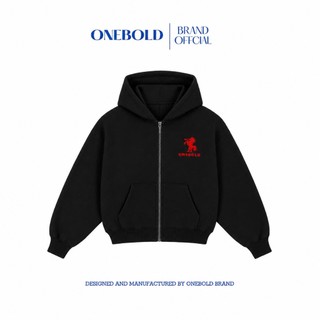 Áo Khoác HOODIE ZIP “THÊU NGỰA” ONEBOLD Coton 380gsm, Áo Khoác Nỉ Chân Cua Form Rộng Không Xù Lông