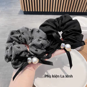 1 cái chun phồng họa tiết nơ nhí phối ngọc và đá