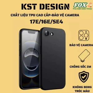 Ốp lưng TPU đen KST Design IPhone cho 17E/16E/SE4 bảo vệ camera - Ốp đen cho IPhone 17E/16E/SE4