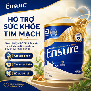[DATE T10.2027] Sữa Bột Ensure Úc Hương Vani 850g - Dinh Dưỡng Giúp Phục Hồi Sức Khỏe Người Lớn Tuổi