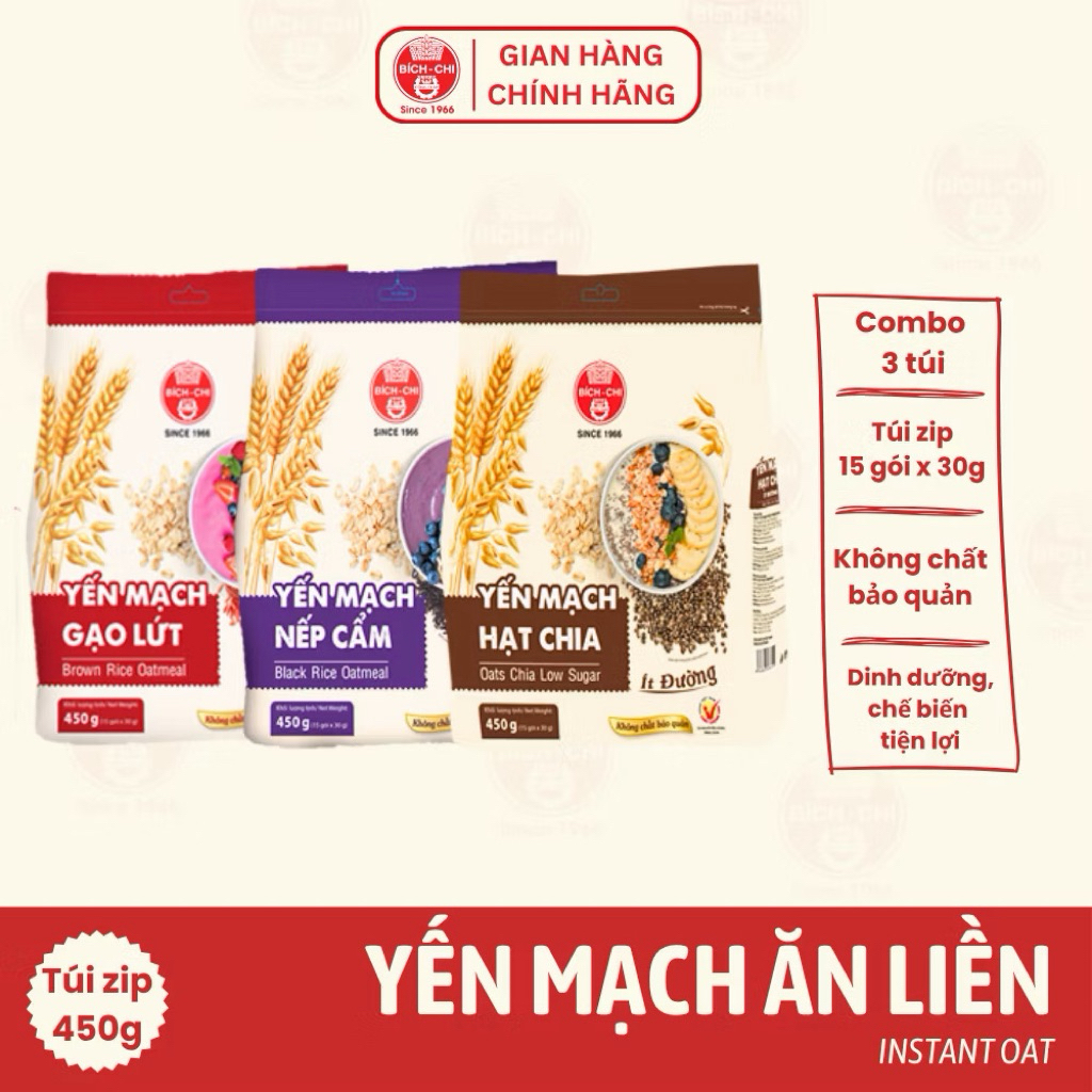 Yến mạch hạt Chia Bích Chi - Thức uống ăn liền thơm ngon bổ dưỡng giàu Omega-3, chất xơ