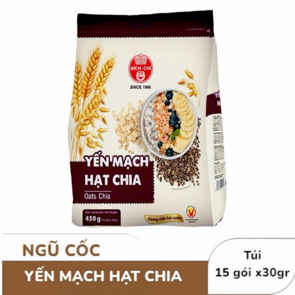Yến mạch hạt Chia Bích Chi - Thức uống ăn liền thơm ngon bổ dưỡng giàu Omega-3, chất xơ