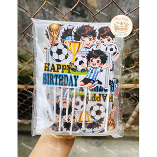 Bịch 10 Set giấy cắm cầu thủ bóng đá, cup bóng đá, bé đá bóng, set cắm bé trai- Phụ Kiện Trang Trí Bánh Sinh Nhật