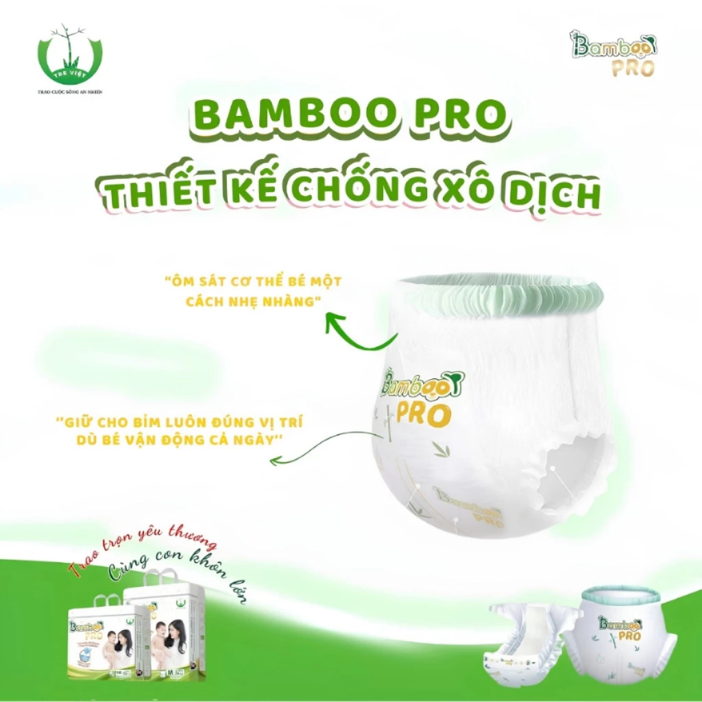 [TẶNG KHĂN ƯỚT] BỈM QUẦN/DÁN BAMBOO PRO Đủ SIZE Siêu Mềm Mỏng, Thấm Hút Tốt, Khô Thoáng Cho Bé