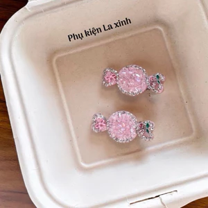 Kẹp mái mỏ vịt đá hồng phong cách dễ thương (1 cái)