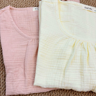 Đồ ngủ nữ áo sát nách quần đùi – Pyjama áo ba lỗ vải xô muslin trơn | KNG.studio (Tặng kèm dây buộc tóc scrunchies)
