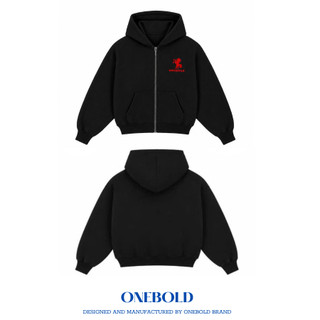 Áo Khoác HOODIE ZIP “THÊU NGỰA” ONEBOLD Coton 380gsm, Áo Khoác Nỉ Chân Cua Form Rộng Không Xù Lông