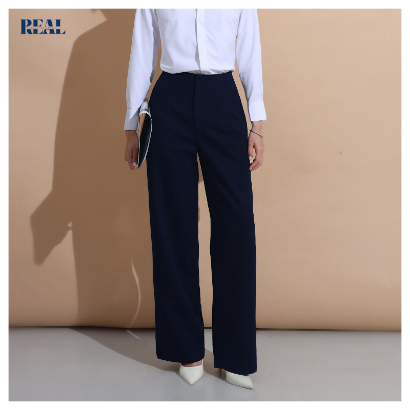 Quần suông lưng cao ống rộng Tokyo REAL CLOTHES (tổng hợp màu), che bụng, co giãn nhẹ, ít nhăn