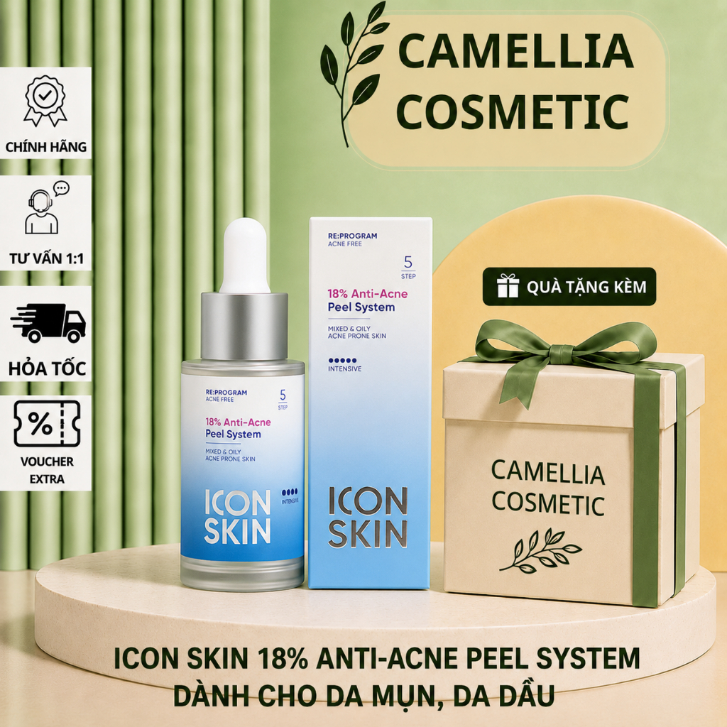 [ĐẠI LÝ CHÍNH HÃNG] Peel Icon Skin 18% Anti-Acne Smart peel system 30ml - Peel không bong, làm sáng da