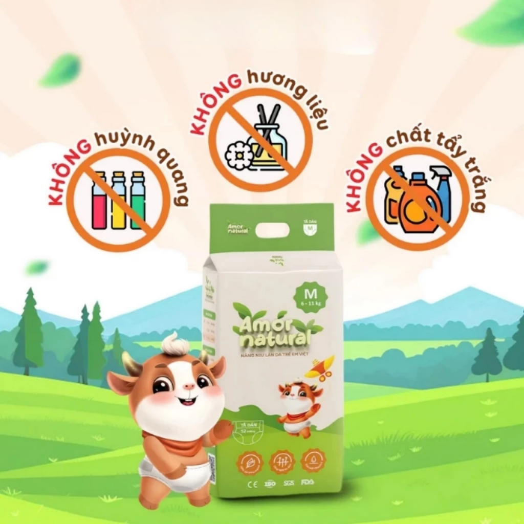 [TẶNG QUÀ]  Bỉm Quần/Dán AMOR NATURAL FULL SIZE Mềm Mịn Mỏng Nhẹ, Thấm Hút Tốt