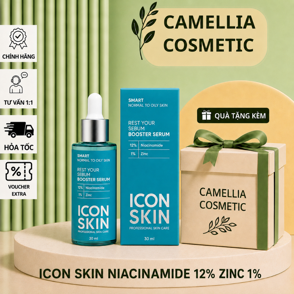 [ĐẠI LÝ CHÍNH HÃNG] Tinh Chất ICON SKIN Niacinamide 12% Kiềm Dầu Thu Nhỏ Lỗ Chân Lông, Phục Hồi và Làm Dịu Da 30ML