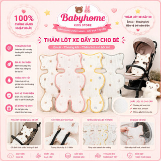 Đệm lót xe đẩy Hàn Quốc hoạ thiết gấu thỏ