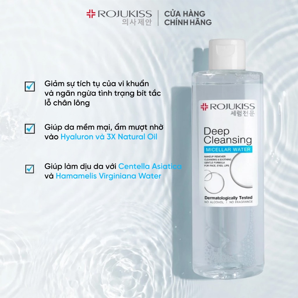 Rojukiss Nước Tẩy Trang Làm Sạch Sâu Deep Cleansing Micellar Water 400ml