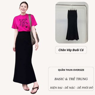 Bộ Áo Thun Nữ CHEPOL Form Rộng, Cổ Tròn, Phối Chân Váy, In Chữ, Chất Cotton (Áo Phông Hồng Sen+Chân Váy Đuôi cá)CP_24724