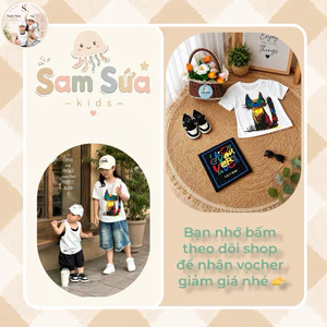 {HÀNG SẴN} 🌟 ÁO THUN UNISEX HỌA TIẾT CÚ MÈO – Áo Thun Bé Trai Bé Gái Cotton Mềm, Co Giãn 4 Chiều | Sam Sứa Kids