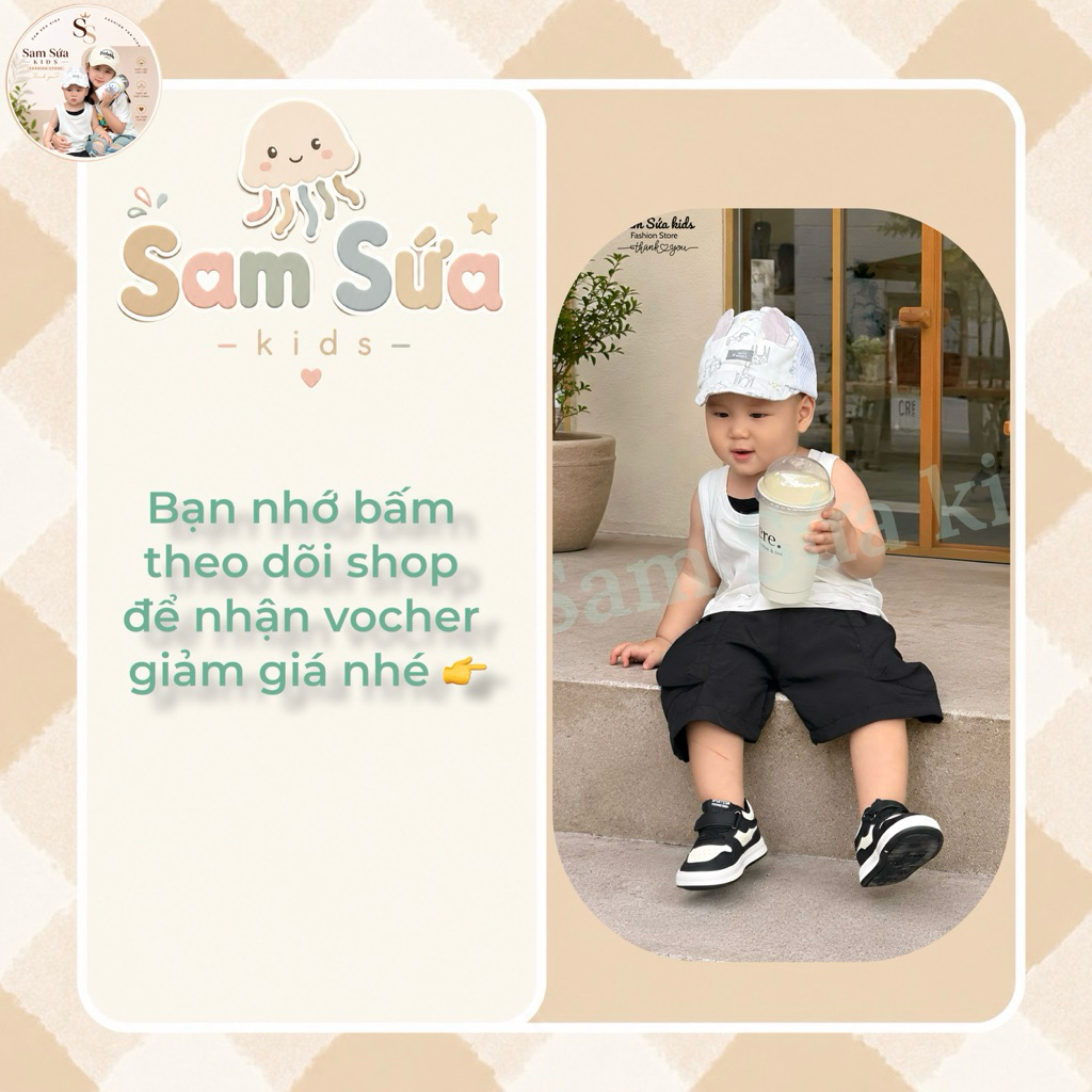 {8-45KG}🔥 SET BỘ ÁO BA LỖ - QUẦN GIÓ ĐÙI BÉ TRAI/UNISEX