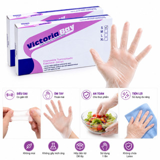 Hộp 100 Găng Tay TPE Dùng 1 Lần Găng Tay Nấu Ăn Loại Dày Dai Bền Ôm Tay Chống Trơn An Toàn Thực Phẩm