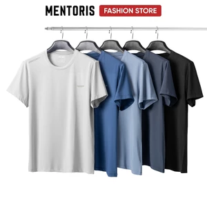 COMBO 2 Áo thun nam cổ tròn MENTORIS, vải thun lạnh thông hơi thoáng khí, co giãn thoải mái CB2MTS01