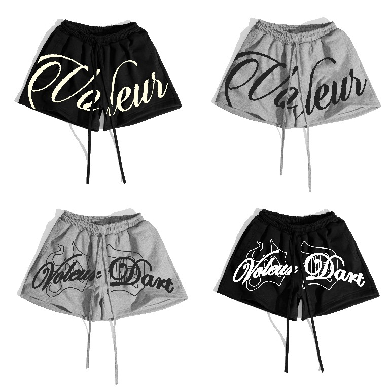 QUẦN ĐÙI SHORT UNISEX VOLEUR - FANCY SHORT, ĐEN / XÁM, NỈ CHÂN CUA 100% COTTON