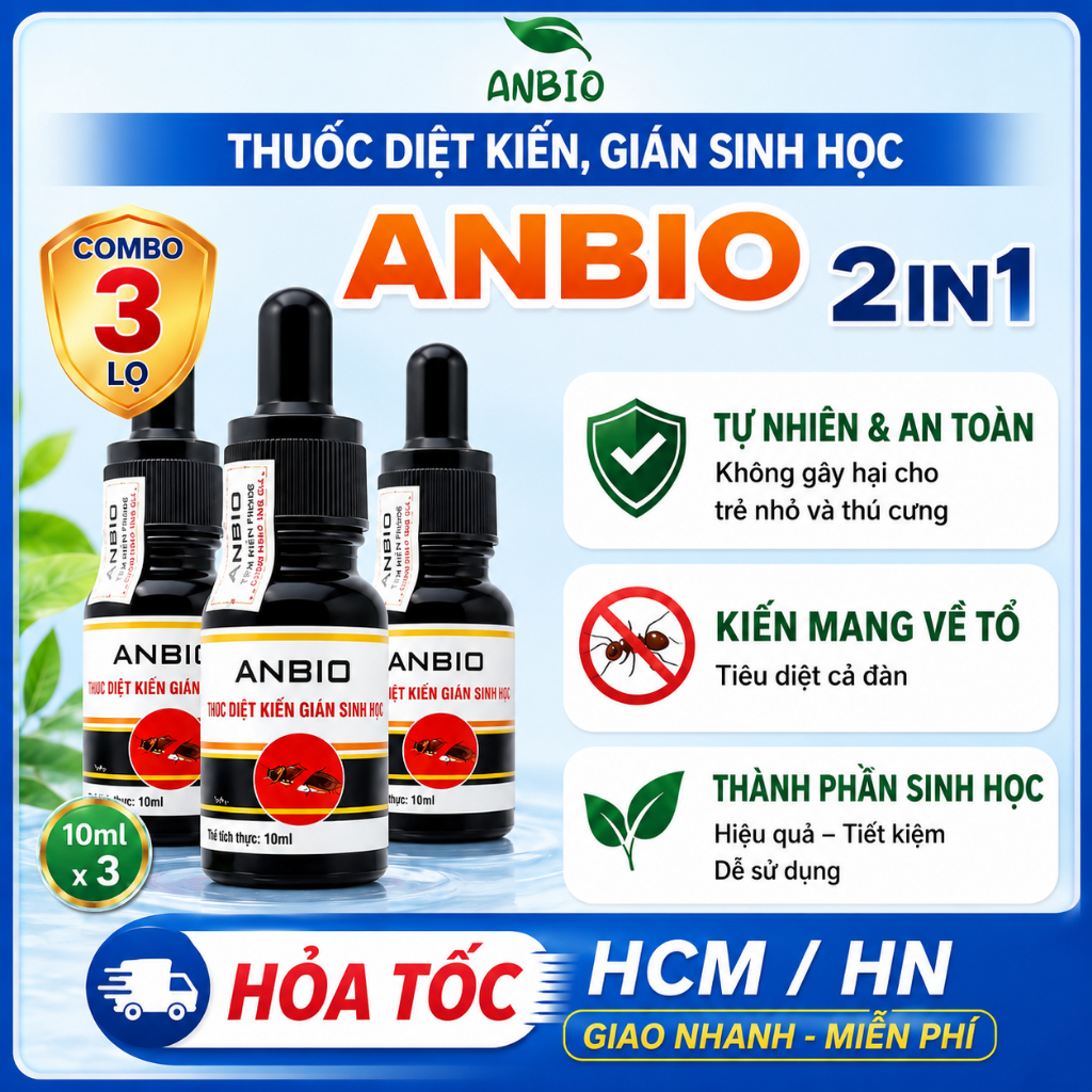 Combo 3 lọ Thuốc Diệt Kiến - Diệt Gián Sinh Học ANBIO