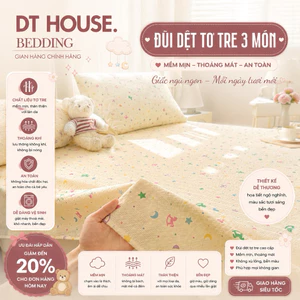 Set 3 Món Ga Gối Cotton Đũi Dệt Tơ Tre Icy Màu Sắc Họa Tiết Nhí Xinh Xắn – Ga Bọc Nệm Thoáng Mát, Mềm Mịn Chuẩn Hàn Quốc
