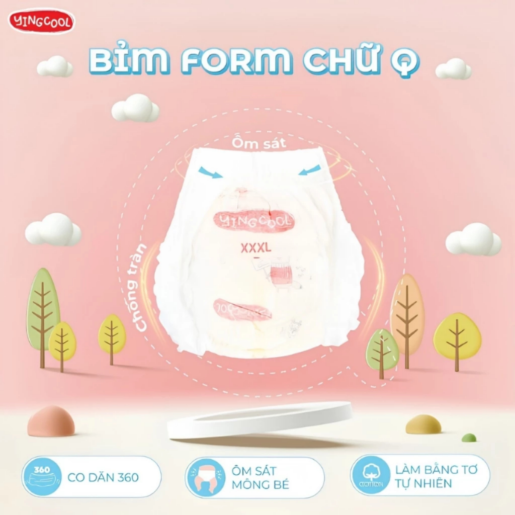 [MUA 1 TẶNG 1] Bỉm YINGCOOL THƯỜNG FULL SIZE Siêu Thấm, Chống Tràn, Không Hăm, An Toàn Cho Bé