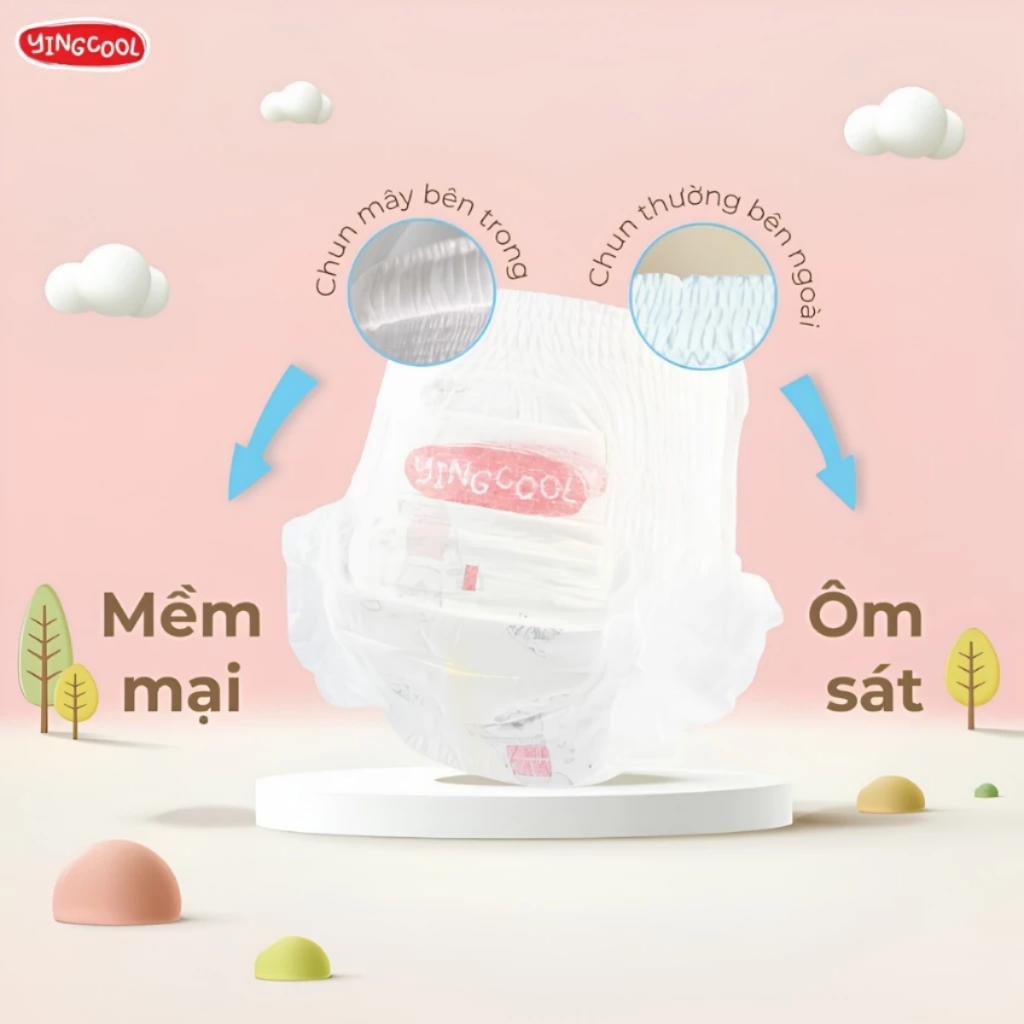 [MUA 1 TẶNG 1] Bỉm YINGCOOL THƯỜNG FULL SIZE Siêu Thấm, Chống Tràn, Không Hăm, An Toàn Cho Bé