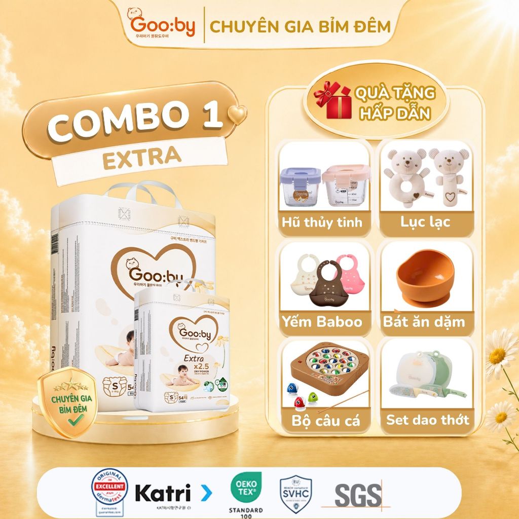 Tã/bỉm Sơ sinh/ Newborn dán ngày Gooby mềm mại, an toàn, siêu thấm hút size NB/S/M cho bé từ 2kg - 11kg