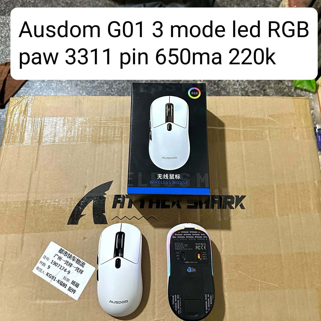 <Thanh lý xả kho> Chuột gaming không dây AUSDOM G01 - PAW 3311 - 3 mode kết nối - Led RGB + Led viền - có app chỉnh | BigBuy360 - bigbuy360.vn