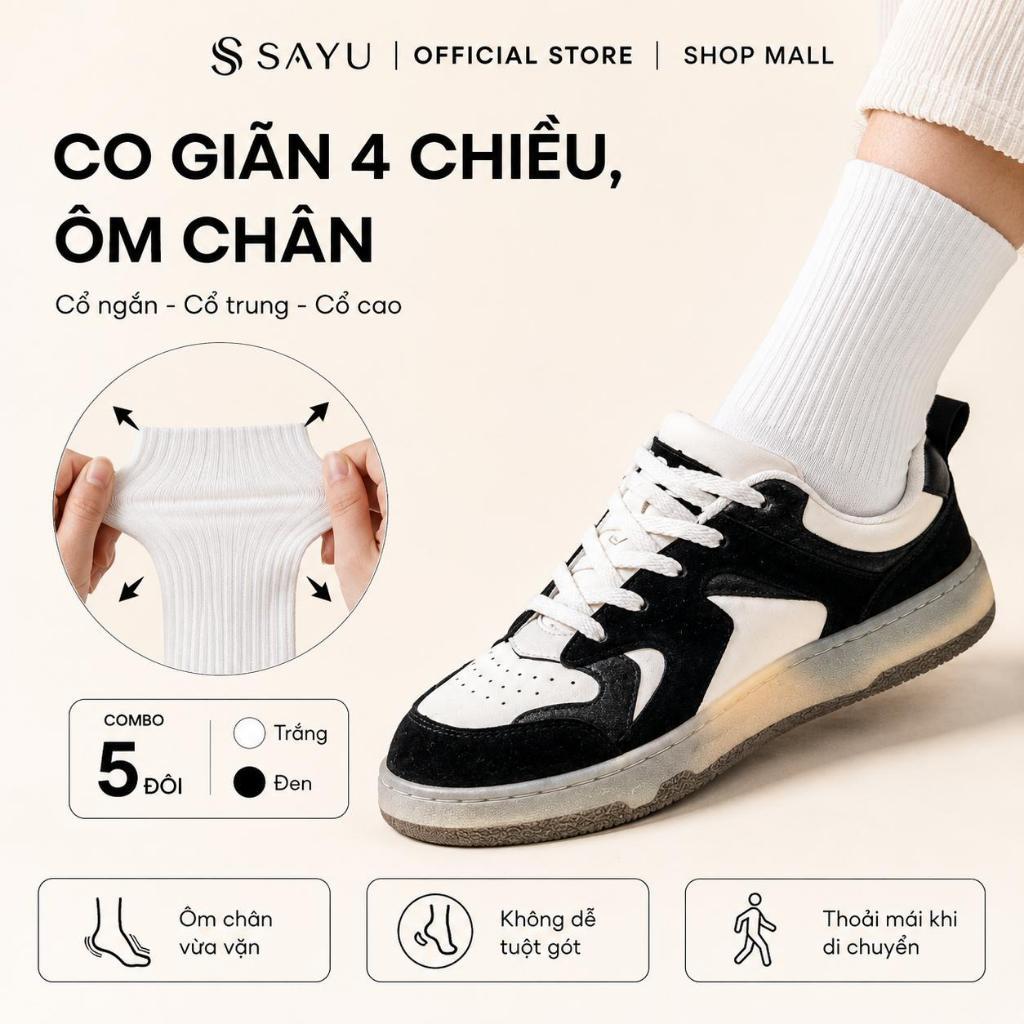 Tất Vớ Nam Nữ SAYU Cổ Cao Cổ Trung Cổ Ngắn Kháng Khuẩn Khử Mùi Thoáng Khí Kèm Hộp Kraft Sang Trọng
