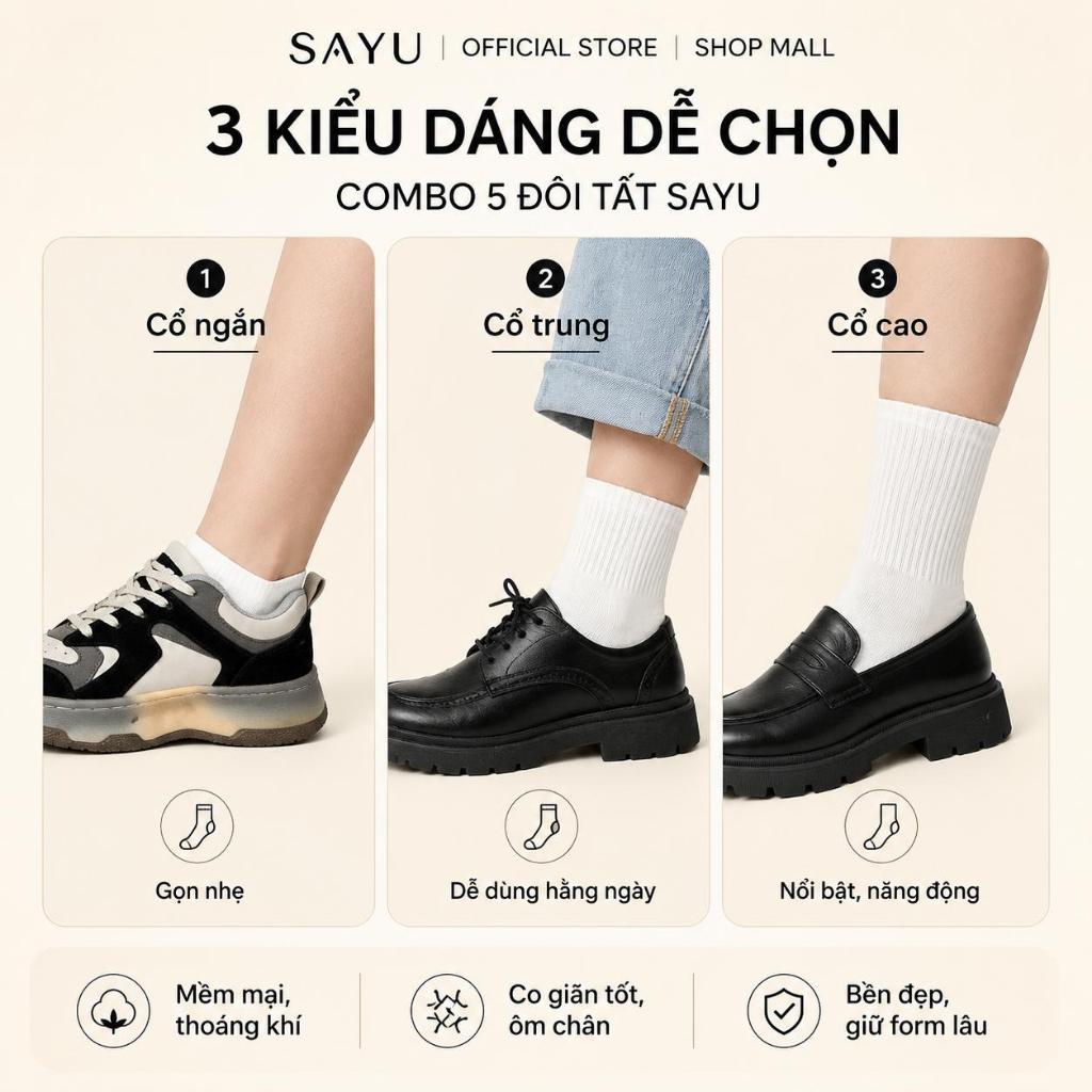 Tất Vớ Nam Nữ SAYU Cổ Cao Cổ Trung Cổ Ngắn Kháng Khuẩn Khử Mùi Thoáng Khí Kèm Hộp Kraft Sang Trọng