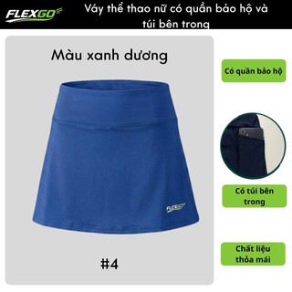 (Hỏa tốc HCM)Váy Quần Thể Thao Nữ Flexgo Cạp Cao Có Túi Điện Thoại - Váy Tennis, Pickleball, Chạy Bộ, Gym