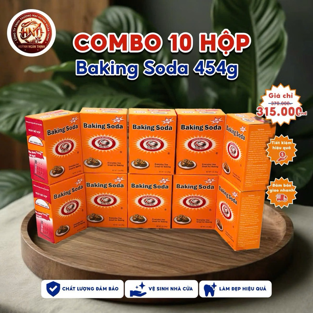 Combo 10 hộp Baking soda Natural đa công dụng, nguyên liệu chính hãng nhập khẩu Mỹ, dùng làm bánh, vệ sinh, khử mùi
