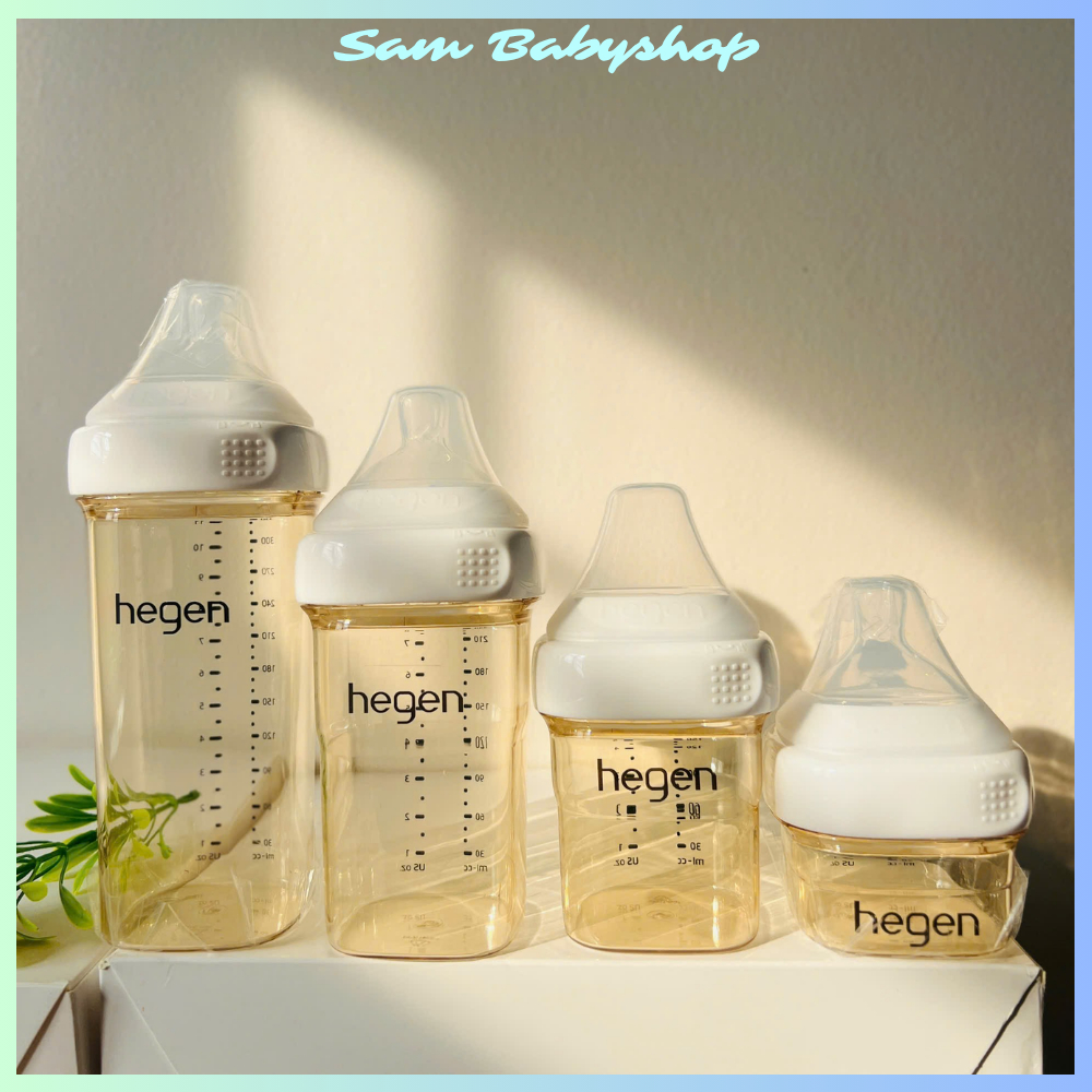 Bình sữa Hegen PPSU 150ml/240ml/330ml - Màu trắng, thiết kế chống sặc và đầy hơi cho bé sơ sinh an toàn.