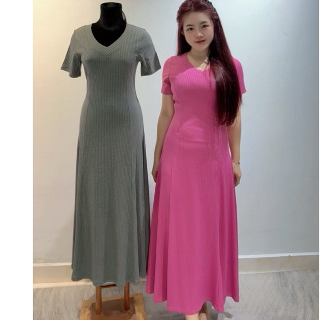 Đầm Tay Ngắn Cổ Tim Dáng Dài Siêu Xoè  Siêu Đẹp Vải Đũa Lạnh cao cấp