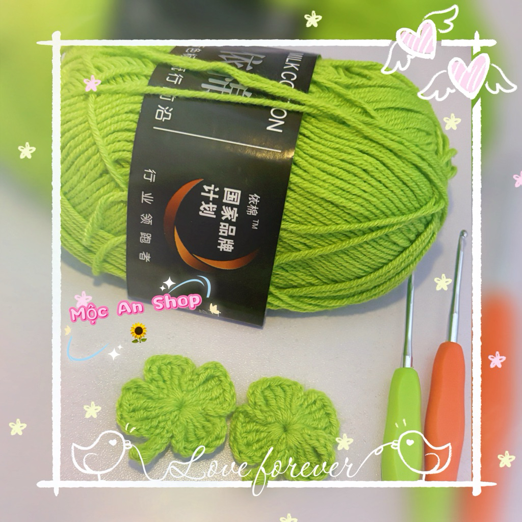 Combo 2 móc khóa cỏ 4 lá len handmade (hàng sẵn)_Len Moc An