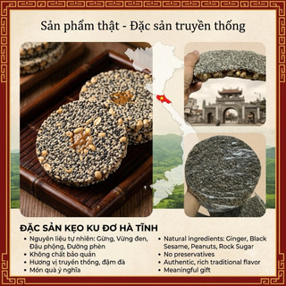 Kẹo Cu đơ Hà Tĩnh dẻo dai nhà làm loại đặc biệt bánh đa mè đen thơm lừng miếng 220g