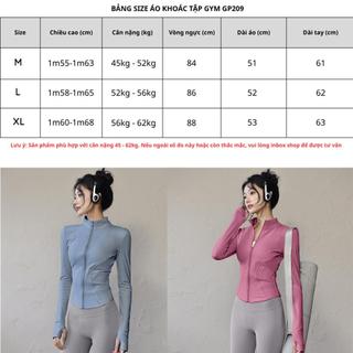 GEPO Áo Khoác Thể Thao Tập Gym Yoga Nữ Dài Tay Phối Khóa Kéo Co Giãn Thấm Hút Mồ Hôi GP209