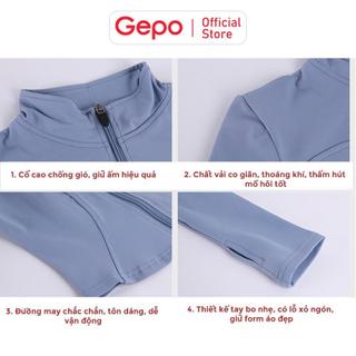 GEPO Áo Khoác Thể Thao Tập Gym Yoga Nữ Dài Tay Phối Khóa Kéo Co Giãn Thấm Hút Mồ Hôi GP209
