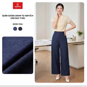 6QJT16 Quần jean nữ CARDINA dáng suông túi hàm ếch gân dọc thân 6QJT16