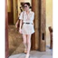 Set linen 2 chi tiết : Áo sơmi trắng cộc tay bassic phối chân váy chữ A style Hàn Quốc trẻ trung năng động (kèm đai)