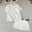 Set linen 2 chi tiết : Áo sơmi trắng cộc tay bassic phối chân váy chữ A style Hàn Quốc trẻ trung năng động (kèm đai)