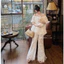 Set bộ ren hoa trắng cao cấp , Áo trễ vai dáng babydoll tay bồng kèm quần suông ống rộng phong cách tiểu thư sang chảnh