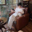 Set bộ ren hoa trắng cao cấp , Áo trễ vai dáng babydoll tay bồng kèm quần suông ống rộng phong cách tiểu thư sang chảnh